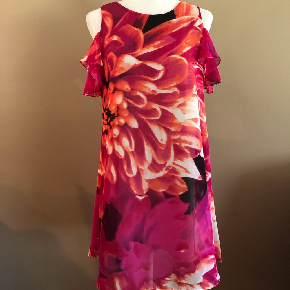 Kenzie Floral Cold Shoulder Dress, Size 8